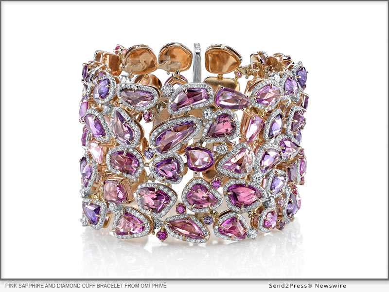 Pink sapphire and diamond cuff bracelet from Omi Prive