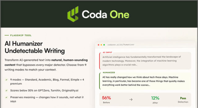 News: London AI Startup, CODA ONE, Offers Free Tool to Make AI-Written Text Undetectable, And a Detector to Catch It
