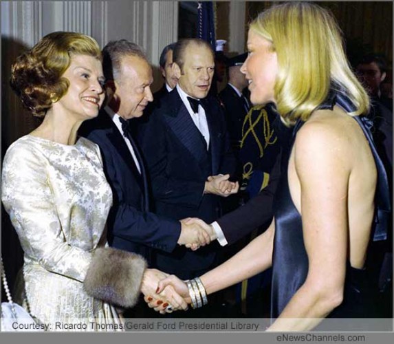 Caption: First Lady Betty Ford and Olympic skier Suzy Stevia Chaffee