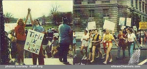 Olympic skier Suzy “Chapstick” Chaffee, who led the 1977 Title IX March in DC at the request of the PE Teachers of America